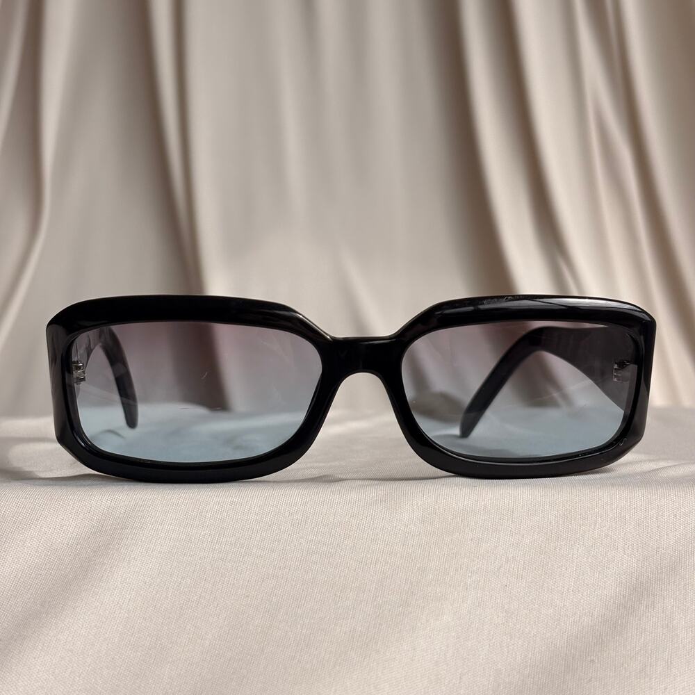Vintage Early 2000s Chanel Matelasse 5097 Sunglasses - Black - Blue lenses